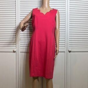 NWT Talbots Pink Ponte Sheath Dress Sleeveless & Scalloped Career Dress Size 14